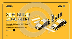 Car blind spot monitoring assist vector website