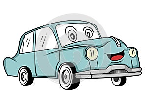 Car blue fun cartoon design illustrationwind