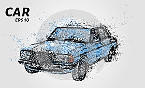 Car blue particles. The car consists of circles and dots