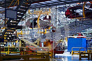 Car bodies on the production line