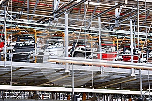 Car bodies on the production line