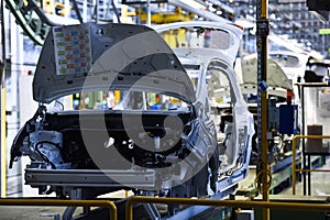 Car bodies on the production line