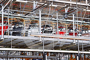 Car bodies on the production line