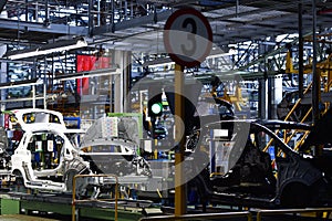 Car bodies on the production line photo