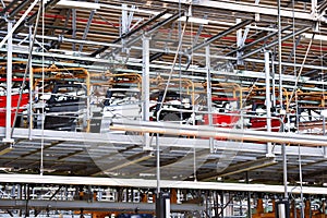 Car bodies on the production line photo