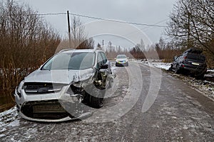 car body after accident on a road