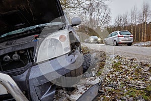 Car body after accident on a road