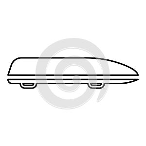 Car box auto roof carrier load trunk cargo roofbox contour outline line icon black color vector illustration image thin flat style