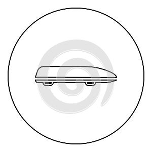 Car box auto roof carrier load trunk cargo roofbox icon in circle round black color vector illustration image outline contour