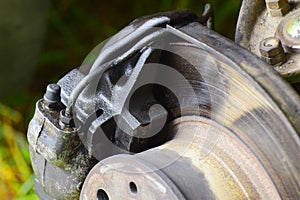Car brake disc with brake caliper