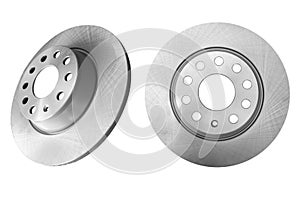 Car brake disc isolated on white background. Auto parts. Brake disc rotor isolated on white. Braking disk. Car part. Spare parts.