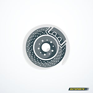 Car brake disc rotor icon. Vector illustration