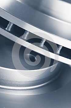 Car brake discs, close-up view