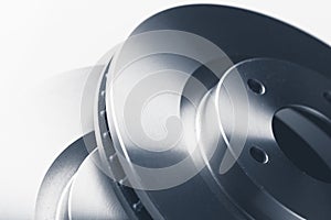 Car brake discs, close-up view