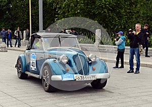 Car brand NSU-FIAT 1941 at the start of the rally of old cars in Moscow