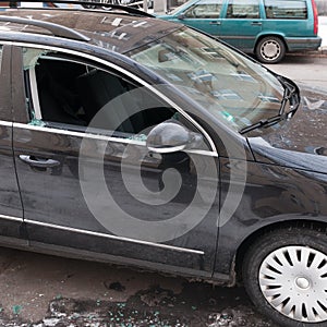 Car with a broken side window