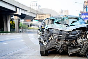 Car with broken windshield, Terrible dangerous car after a fatal accident. Broken windshield. A broken car with broken glass. Ð¡ar
