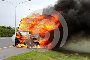 Car Burning with Fire
