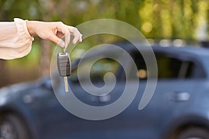 Car buy key. New rent automobile owner