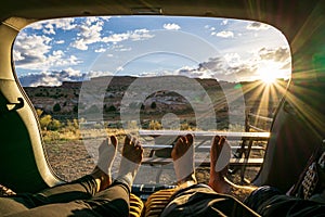 Car Camping at Sunset in Utah