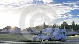 Car and Caravan on the road