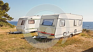 Car caravan trailer sea summer
