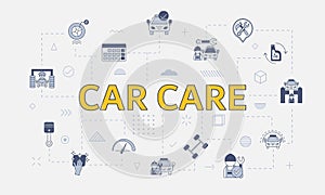 Car care concept with icon set with big word or text on center