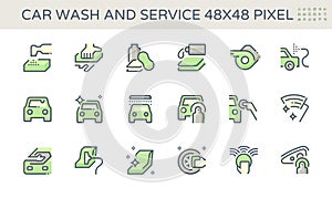 Car care service vector icon, 48x48 pixel perfect and editable stroke
