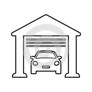 Car, carriage, conveyance outline icon. Line art vector