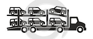 Car carrier truck icon, Monochrome style