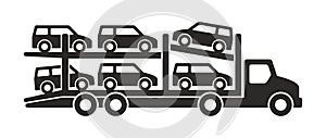 Car carrier truck icon, Monochrome style photo