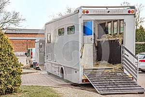 Car for carrying horses. transportation livestock.