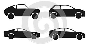 Car. Cars icons, isolated. Black Car vector icons. Automobile. Vector illustration