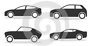 Car. Cars icons, isolated. Black Car vector icons. Automobile. Vector illustration