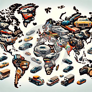Car Cartography: World Map Shaped by Auto Continents