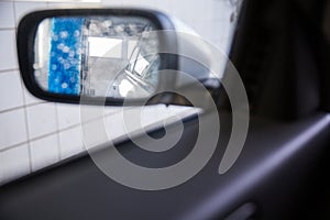 Car in a carwash - view from the interior