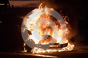 Car caught on fire.