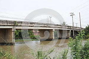 Car cement bridge between province Chachoengsao and Samutprakan photo