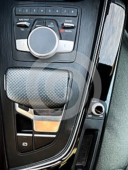 Car Center Console with Multimedia and Gear Controls