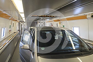 Car in channel tunnel train from calais to folkestone