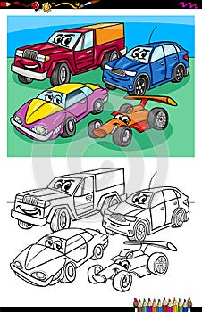 Car characters group coloring book