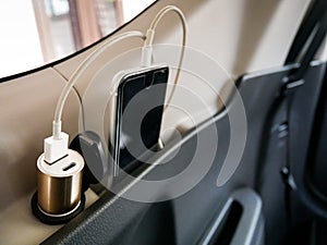 Car Charger with USB C and USB A in the Backseat