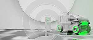 car charging battery station, EV vehicle transportaion concept. 3d illustration rendering, technology of new energy, photo