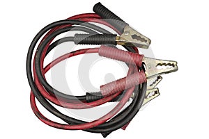Car charging jumper, Red and black car battery charing clamp, A clamps, Jumper cables isolated on white background