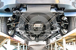 Car chassis bottom view photo