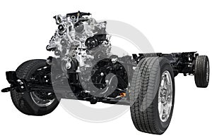 Car chassis with engine