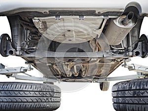 Car chassis with engine underbody isolated