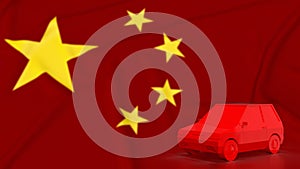 The car on china flag for Business or transport concept 3d rendering