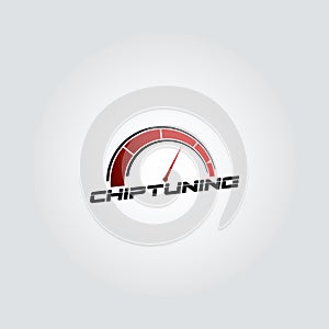 Car chip tuning logo red gradient vector design