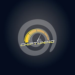 Car chip tuning logo yellow gradient vector design